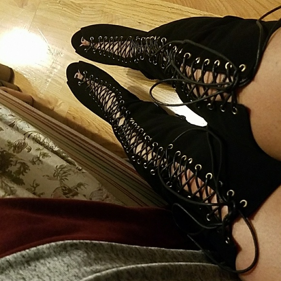 Shoes - Lace up above the knee boots